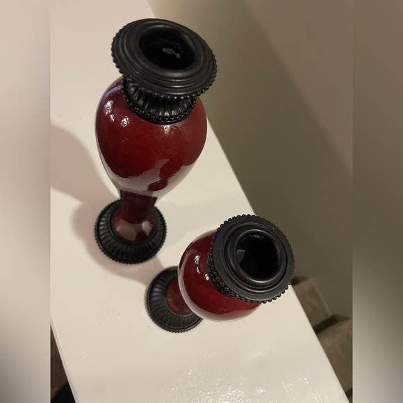 PartyLite Moroccan Spice Taper Candle Holders Ceramic 9 &” -  10.5” Pair Vintage - Picture 3 of 5